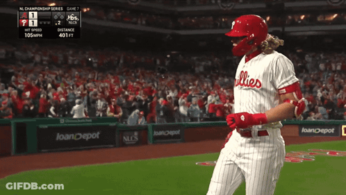 Baseball Player In Phillies Uniform On Field GIF