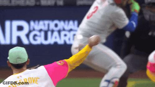 Baseball Player In Pink And Yellow Jersey Ausgrove GIF