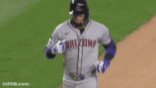 Baseball Player In Purple Arizona Jersey And Black Helmet GIF