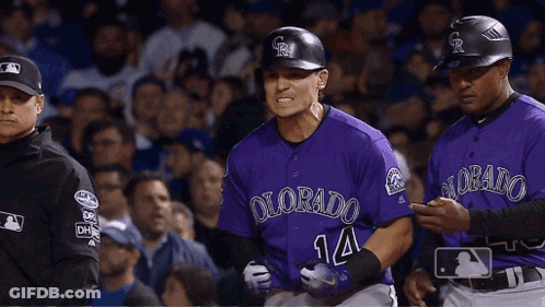 Baseball Player In Purple Colorado Jersey Walking To Dugout GIF