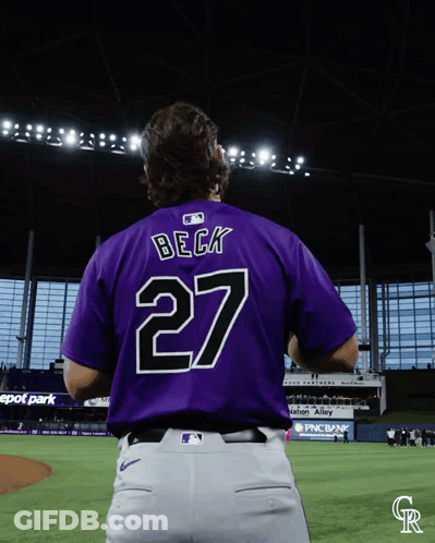 Baseball Player In Purple Jersey Beck GIF