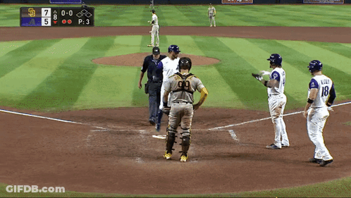 Baseball Player In Purple Jersey With Letter A GIF