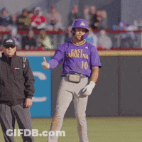 Baseball Player In Purple Shirt East Carolina 10 GIF