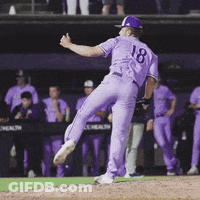 Baseball Player In Purple Uniform Number 18 GIF