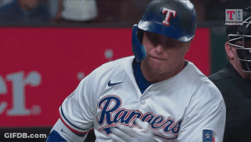 Baseball Player In Rangers Jersey GIF