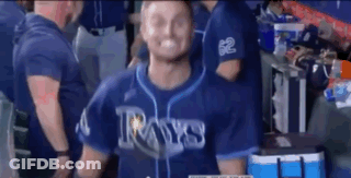 Baseball Player In Rays Jersey In Dugout GIF