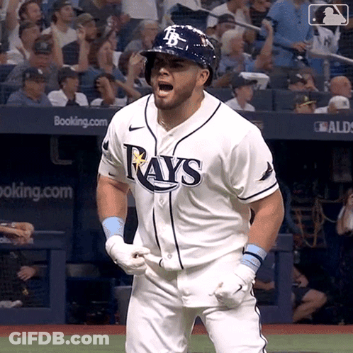 Baseball Player In Rays Jersey Standing On Field GIF