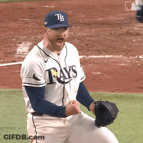 Baseball Player In Rays Jersey With TB Hat GIF