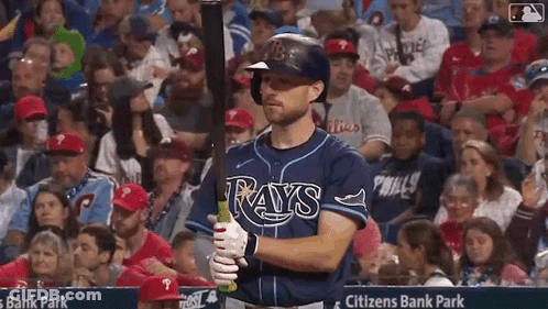 Baseball Player In Rays Uniform Holding Bat GIF