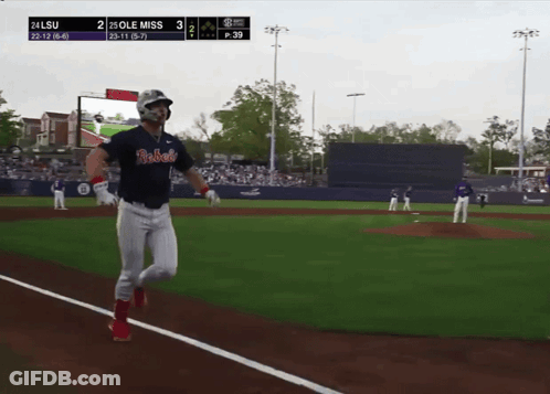 Baseball Player In Rebels Jersey Running GIF