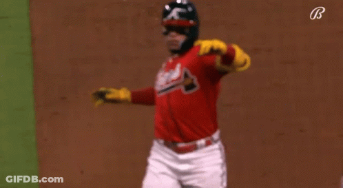 Baseball Player In Red And Yellow Uniform Running GIF