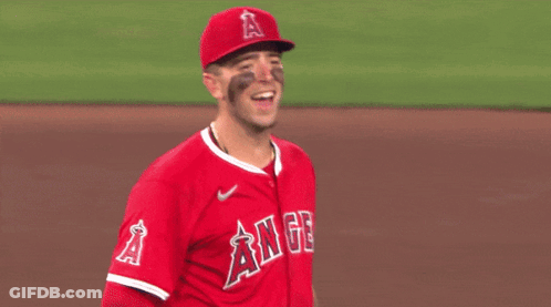 Baseball Player In Red Angels Uniform GIF