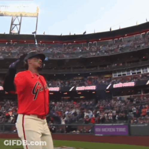 Baseball Player In Red Giants Jersey GIF