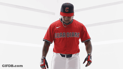 Baseball Player In Red Guardians Jersey GIF