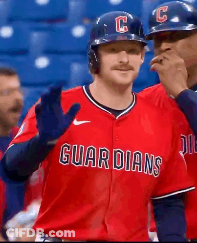 Baseball Player In Red Guardians Uniform GIF