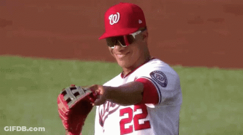 Baseball Player In Red Hat And Sunglasses GIF