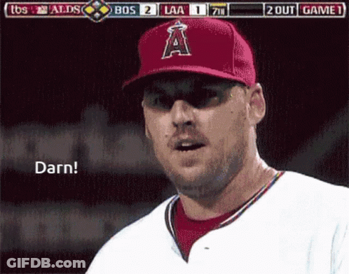 Baseball Player In Red Hat Saying Darn GIF