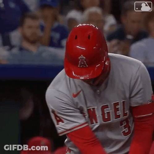 Baseball Player In Red Helmet Saying Angels GIF