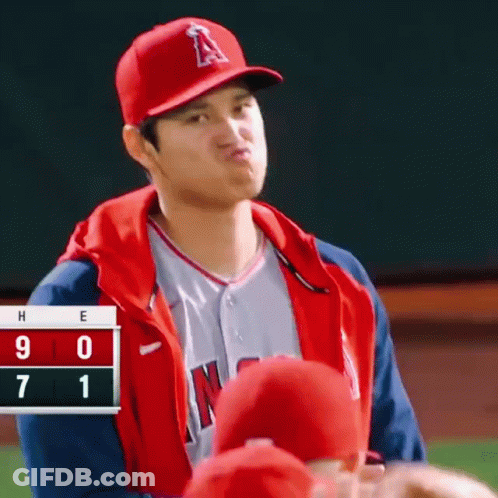 Baseball Player In Red Jacket And Red Hat With Letter A GIF