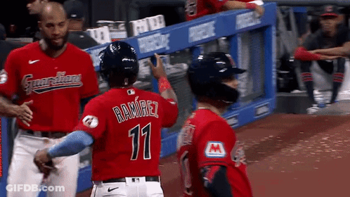 Baseball Player In Red Jersey Number 11 GIF