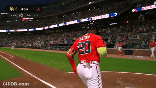 Baseball Player In Red Jersey Number 20 GIF