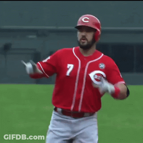 Baseball Player In Red Jersey Number 7 GIF