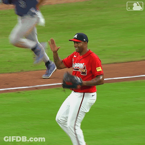 Baseball Player In Red Jersey Saying Atlanta GIF