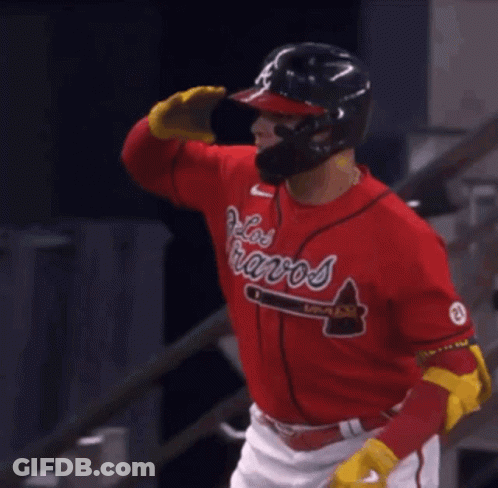 Baseball Player In Red LA Francos Jersey GIF