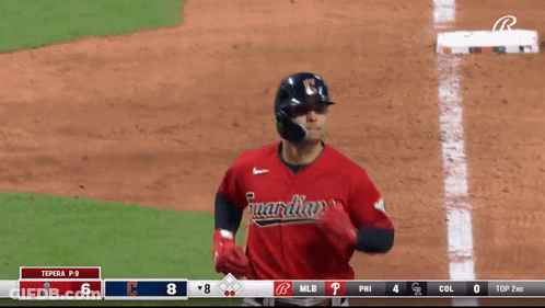 Baseball Player In Red Marlins Jersey GIF
