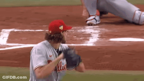 Baseball Player In Red Phillies Hat GIF