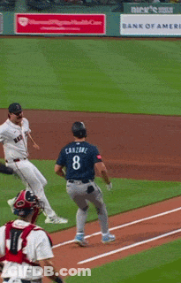 Baseball Player In Red Sox Shirt Talking To Another Player GIF