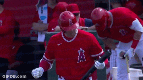 Baseball Player In Red Uniform And Helmet GIF