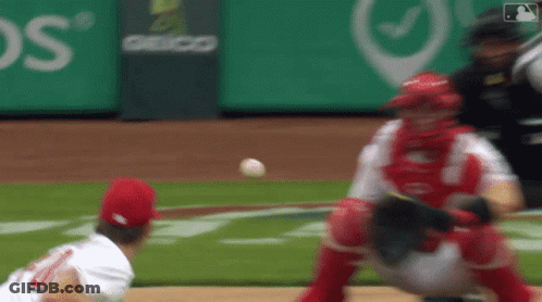 Baseball Player In Red Uniform Number 8 GIF