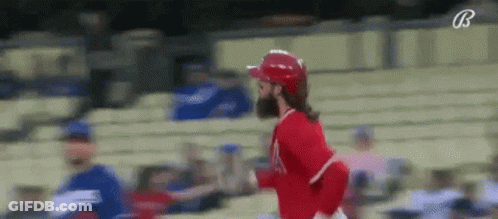 Baseball Player In Red Uniform Running GIF