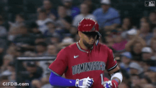 Baseball Player In Red Uniform With Arizona GIF
