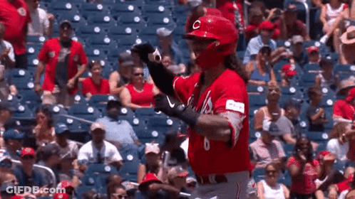 Baseball Player In Red Uniform With Crowd GIF