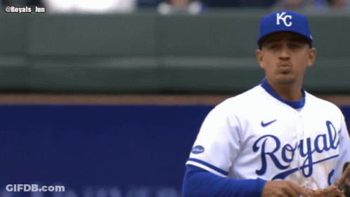 Baseball Player In Royals Jersey Looking Left GIF