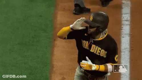 Baseball Player In San Diego Jersey And Gloves GIF
