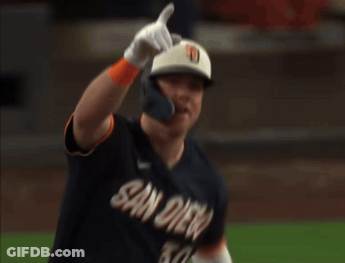 Baseball Player In San Diego Jersey Holding Bat GIF