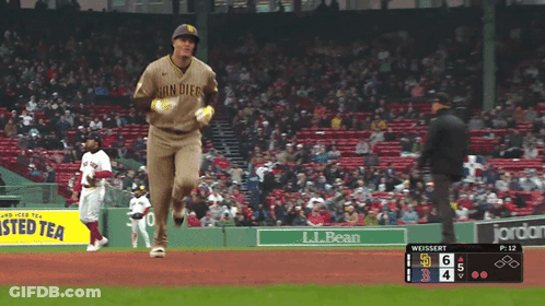 Baseball Player In San Diego Uniform Running GIF