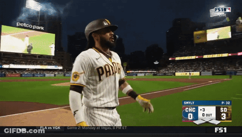 Baseball Player In San Diego Uniform Running GIF