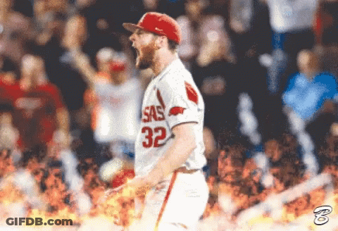 Baseball Player In SAS 32 Jersey Celebrating GIF