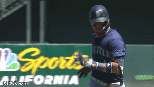 Baseball Player In Seattle Jersey Next To Sports California Sign GIF