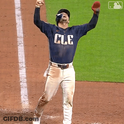 Baseball Player In Shirt Saying Cle GIF