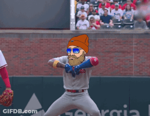 Baseball Player In Sunglasses And Beanie Number 23 GIF