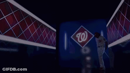 Baseball Player In Tunnel With Washington Nationals Logo GIF