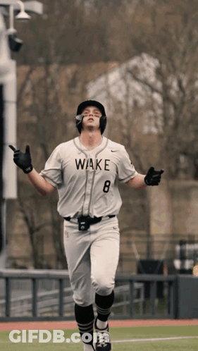 Baseball Player In Wake Jersey Running On Field GIF