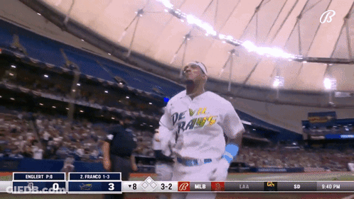 Baseball Player In White Devil Rays Jersey GIF