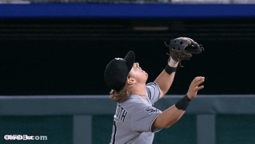 Baseball Player In White Sox Uniform Catches Ball GIF