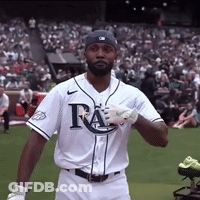 Baseball Player In White Uniform With Letter R GIF